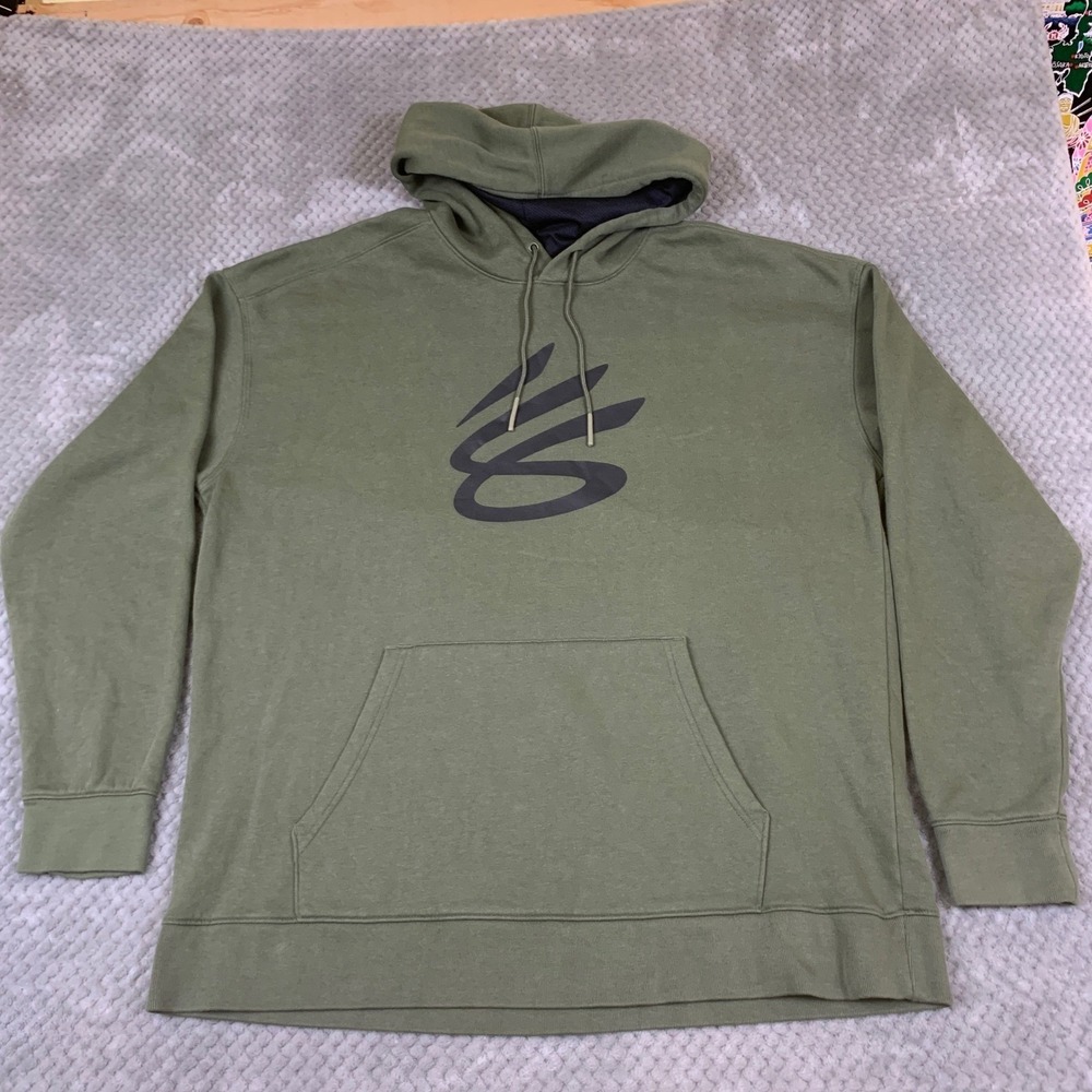 Under Armour Curry Brand Hoodie Mens 3XL Olive Green Fleece Pullover 1380839